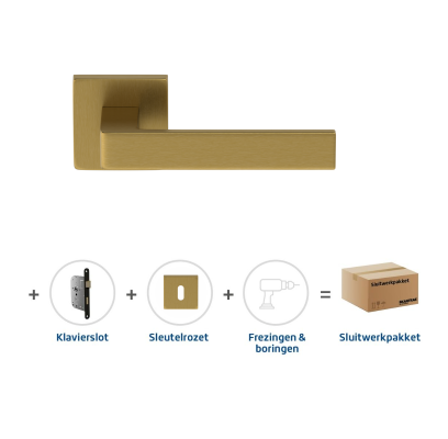 Sluitwerkpakket 2089 Quadrate 28 regular sleutel MAT MESSING