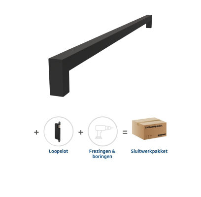 Sluitwerkpakket 2097 Squared deurgreep 20x800 ZWART