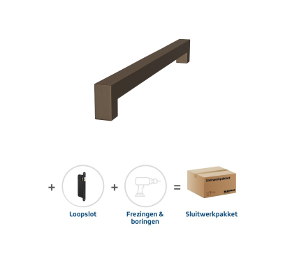 Sluitwerkpakket 2109 Squared deurgreep 16x300 BRONS