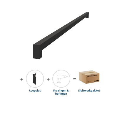 Sluitwerkpakket 2111 Squared deurgreep 16x800 ZWART