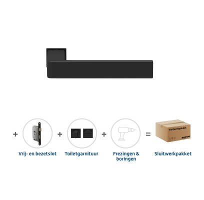 Sluitwerkpakket 855 Quadrate 28 minimal toilet ZWART